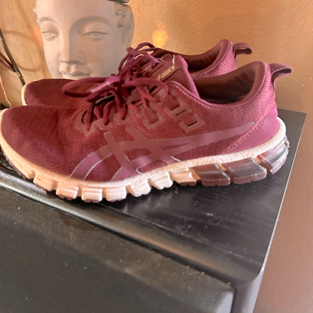 ASICS maroon running shoes